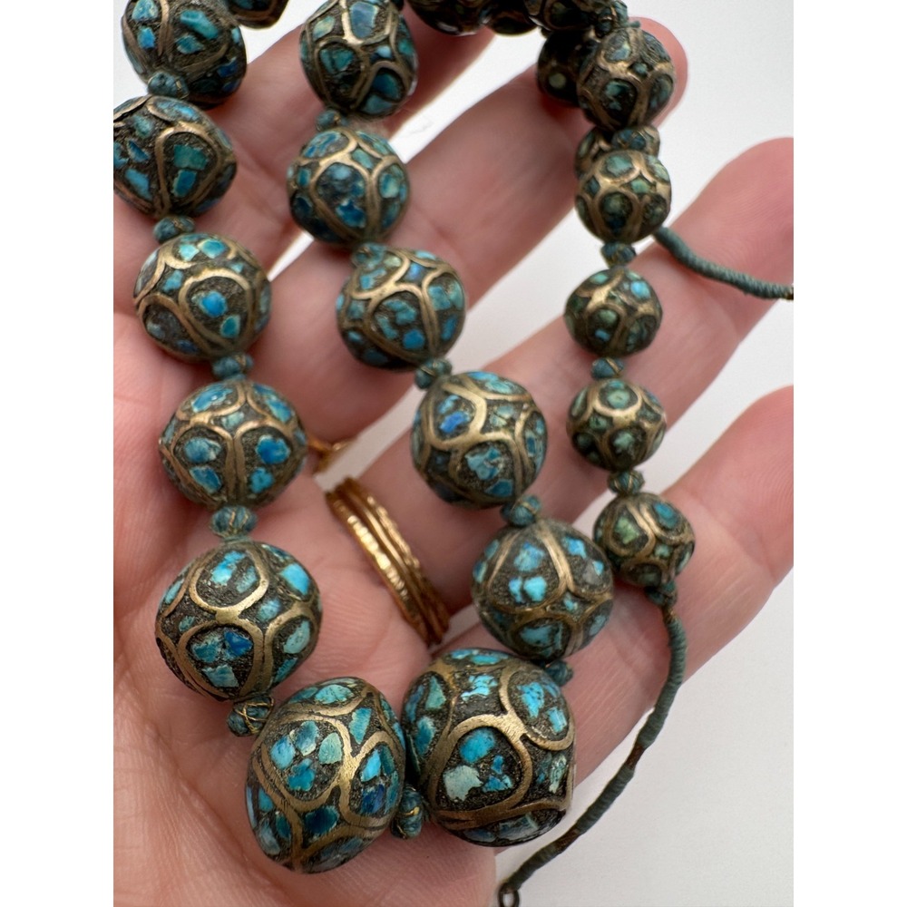 Vintage Inlay Bead Necklace READ